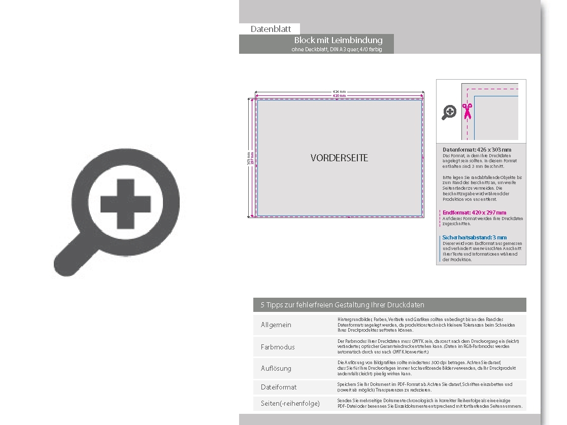 Product Bild block_mit_leimbindung__din_a3_quer__10_blatt__4_0_farbig_einseitig_bedruckt